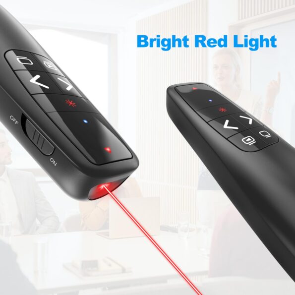 Wireless Presentation Clicker PowerPoint Presenter Remote: Clicker with Red Laser Pointer Long Range PPT Control -Power Point Google Slide Advancer for Mac Laptop PC Computer Keynote - Image 4