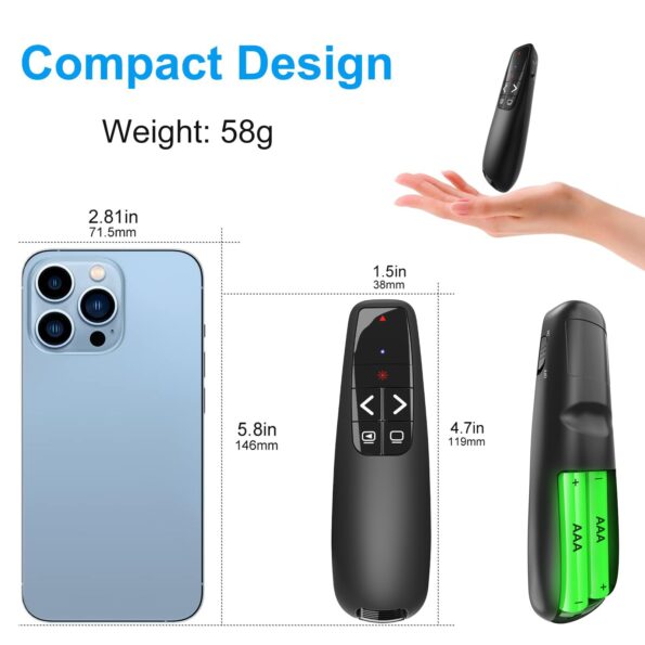 Wireless Presentation Clicker PowerPoint Presenter Remote: Clicker with Red Laser Pointer Long Range PPT Control -Power Point Google Slide Advancer for Mac Laptop PC Computer Keynote - Image 5