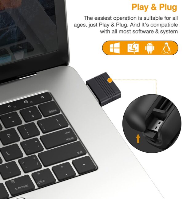 Presentation Remote with Air Mouse Function, Wireless Presenter Clicker RF 2.4GHz USB Laser Pointer Presenter Control PowerPoint Presentation Clicker for Mac, Laptop, Computer - Image 5