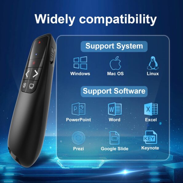 Wireless Presentation Clicker PowerPoint Presenter Remote: Clicker with Red Laser Pointer Long Range PPT Control -Power Point Google Slide Advancer for Mac Laptop PC Computer Keynote - Image 6